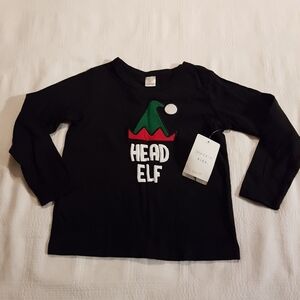 Modern Kids boys 3T, Elf Head black long sleeved shirt holiday wear